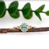 Pakhi 14K Yellow Gold Paraiba Tourmaline Diamond Ring | Oval 5.5x4mm
