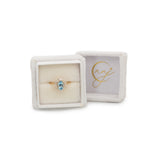 Rosily Solid 14k Gold Aquamarine Ring with Natural Diamonds Accents, Oval 9x7mm