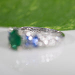 14K White Gold Zambian Emerald Ring