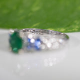 14K White Gold Zambian Emerald Ring
