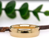7mm Half Round Comfort Fit Wedding Band: Solid 14k Yellow Gold