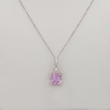 4.5ct Kunzite Pendant with Earth-Mined Diamond Accents in Solid 14K Gold | 10x8mm Elegant Fine Jewelry Gemstone Necklace for Women