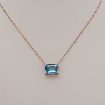 14K Rose Gold Swiss Blue Topaz Necklace