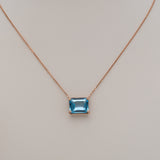 14K Rose Gold Swiss Blue Topaz Necklace
