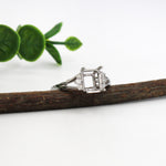 14k Gold Emerald Cut Diamond Semi Mount Engagement Ring