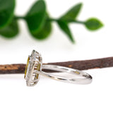 Erica 14K White and Rose Gold Ceylon Yellow Sapphire Ring | Emerald Cut 7x5mm