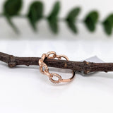 Charvi Solid 14K Rose Gold Natural Diamond Band Ring | Interlock Chain Design | Fine Jewelry