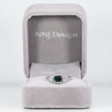 14K white gold blue spinel ring with diamond accents