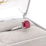 1.7ct Stunning Red Ruby Diamond Halo Ring in 14K Gold – Elegant Fine Jewelry