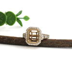 diva 14k gold diamond emerald cut semi mount ring