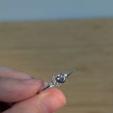Zinnia Solid 14k White Gold Demantoid Ring with Natural Diamond Accents | Oval 5x4mm