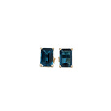 London Topaz Emerald Cut Solitaire Stud Earrings