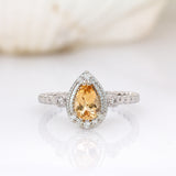 Neptune 14K White Gold Imperial Topaz and Diamond Ring | Pear Shape 7x5mm