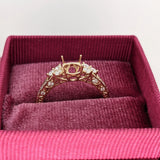 Vintage Inspired Ring Semi Mount w filigree design & pave diamond