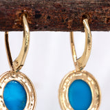 Skara 14K Yellow Gold Sleeping Beauty Turquoise and Diamond Earrings | OV 9x7mm