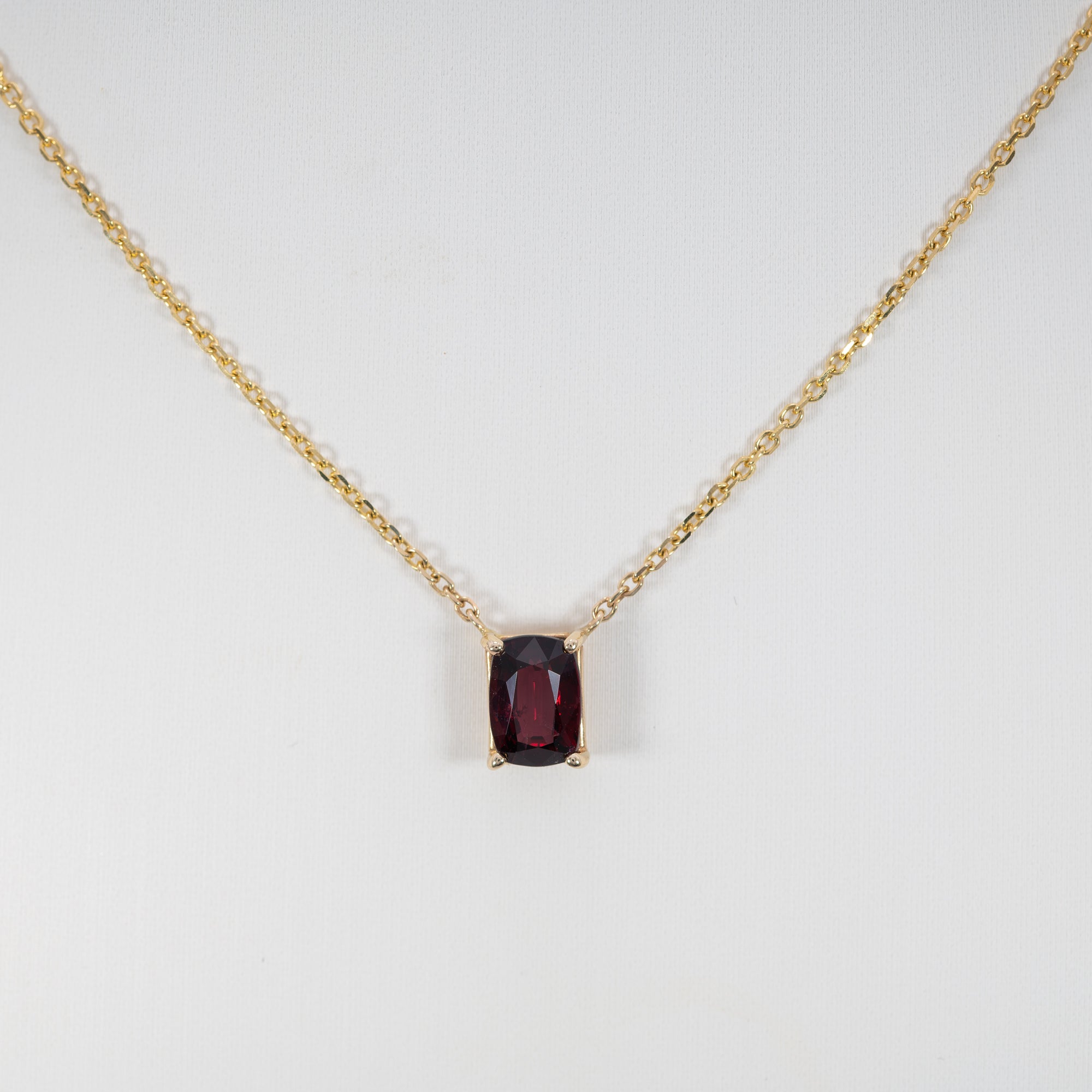 14K yellow gold red spinel necklace