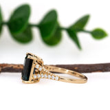 Apsara 14K Yellow Gold Indicolite Tourmaline Diamond Ring | EM 10x7mm