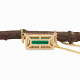 Soleil Solid 14k Gold Colombian Emerald Necklace with Natural Diamonds Accents, Emerald cut 11x4