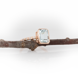 Lorelai Solid 14k Gold Aquamarine Ring with Natural Diamonds Accents, 9x7mm