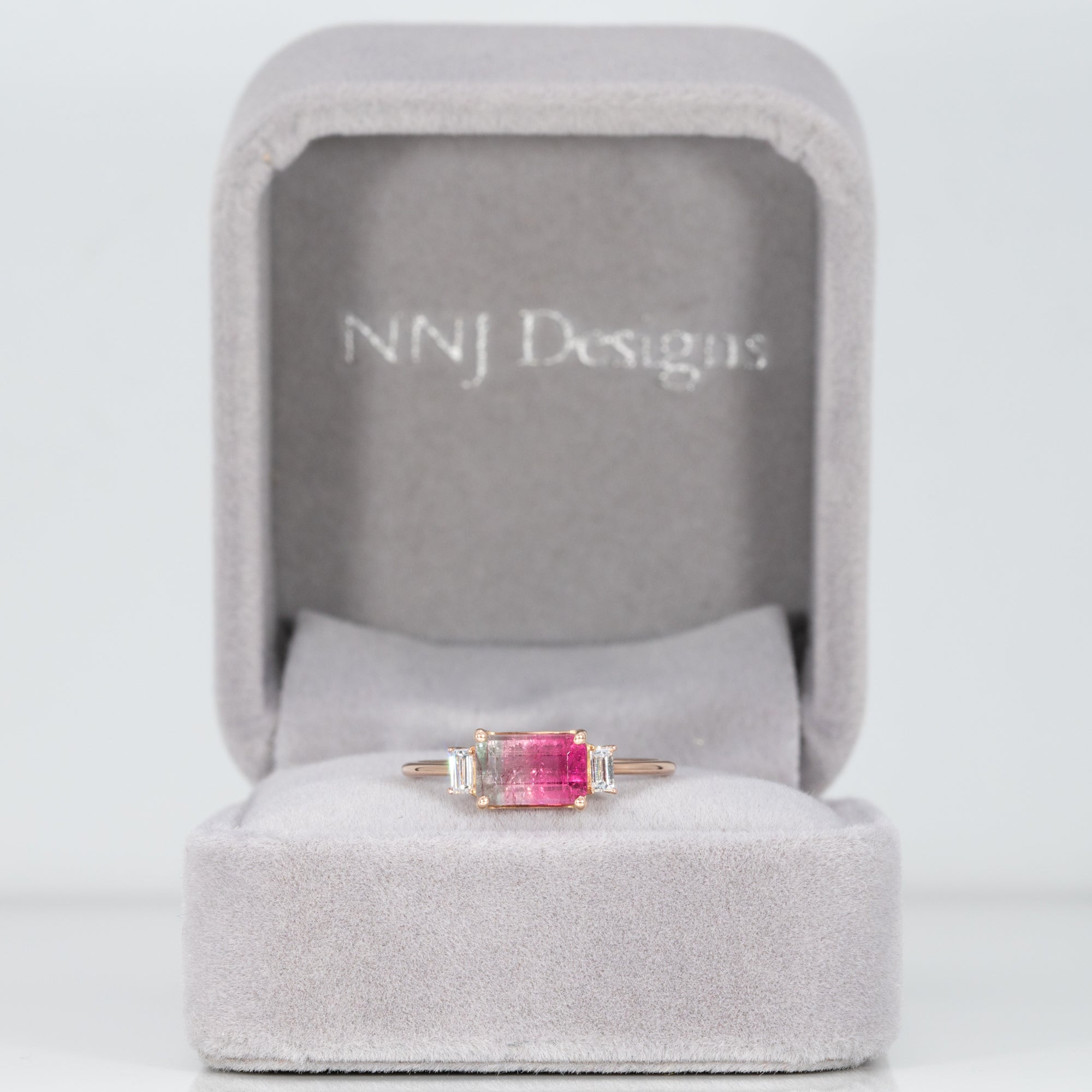 14K rose gold bi-color tourmaline ring