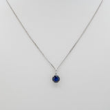 Minimalist Blue Sapphire and Natural Diamond Accent Pendant in Solid 14K Gold, Elegant Gemstone Pendant: Anniversary & Special Occasion Gift