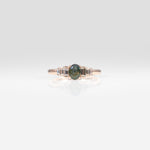 14K rose gold alexandrite ring with diamond accents