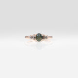 14K rose gold alexandrite ring with diamond accents