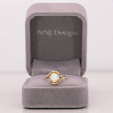 14K yellow gold Ethiopian opal cabochon ring