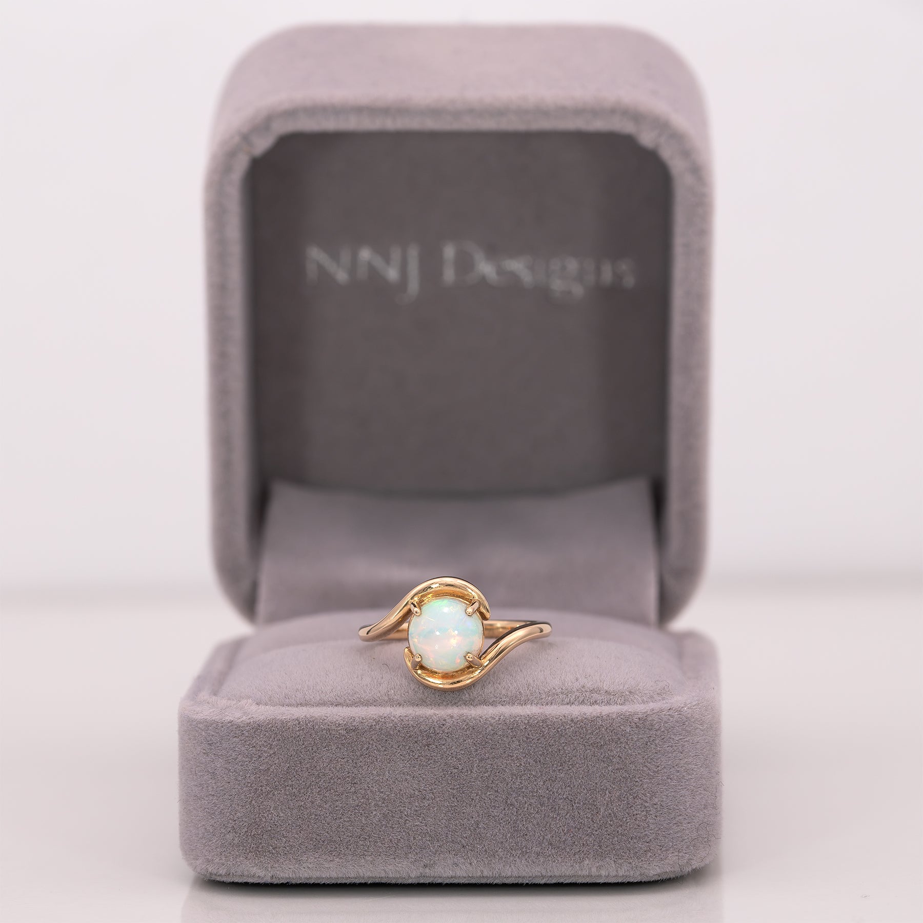 14K yellow gold Ethiopian opal cabochon ring