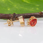 14K white gold padparadscha sapphire pear earrings with diamond accents