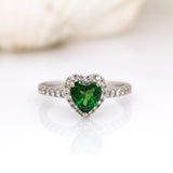 Hiya 14K White Gold Tsavorite Garnet and Diamonds Ring | 7x6.5mm