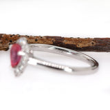 Lia 14K White Gold Padparadscha Sapphire Diamond Ring | PE 6x5mm