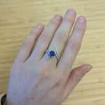 Sarah 14K White Gold 2cts Ceylon Sapphire Diamond Ring | Round 7mm