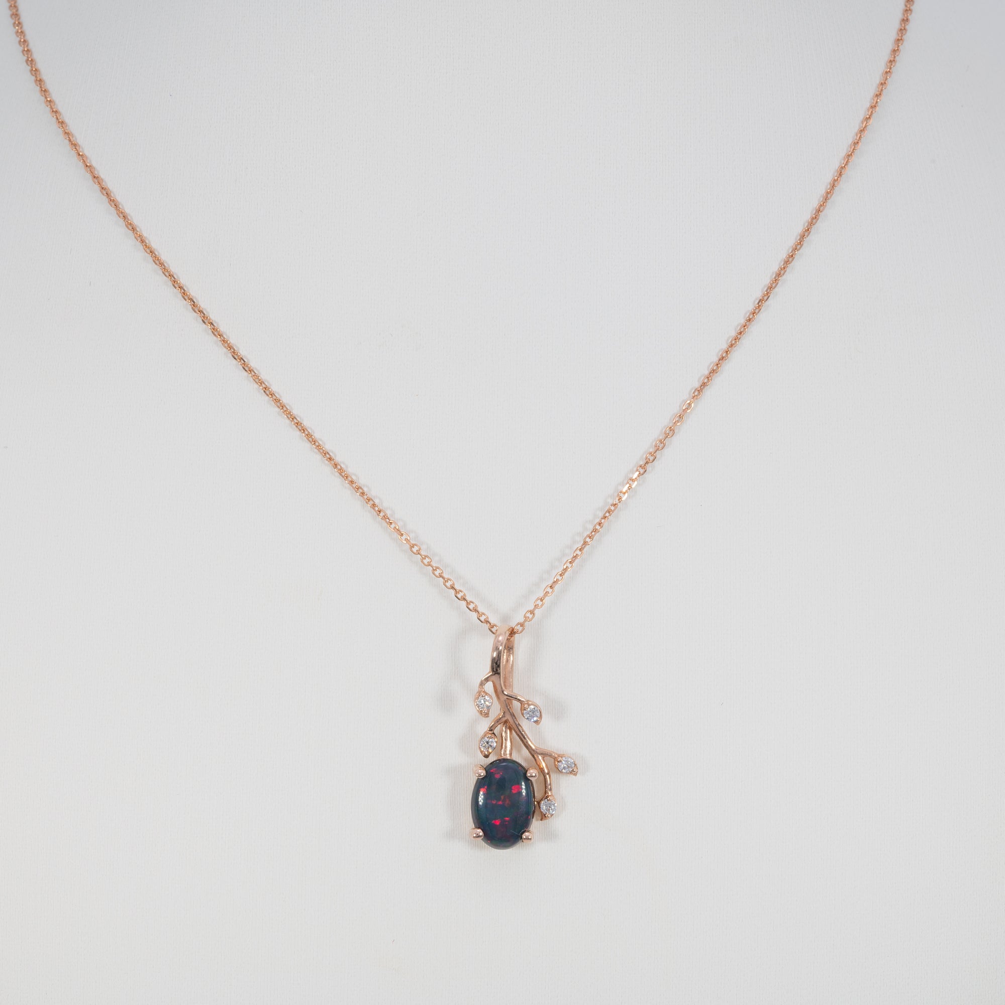 14K rose gold black opal pendant