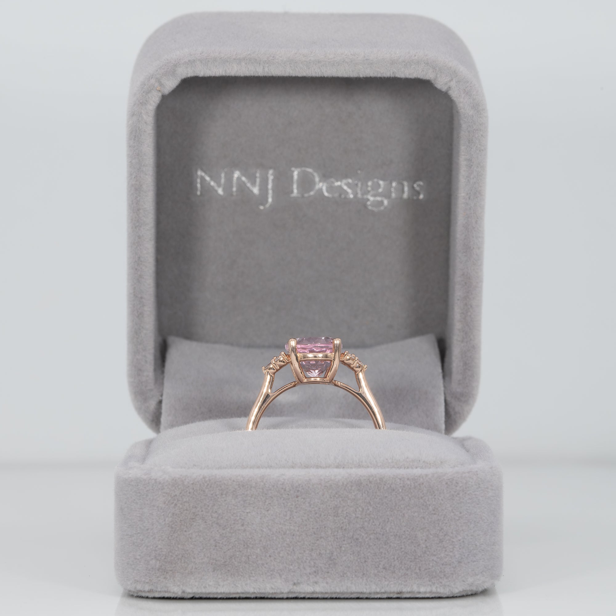 14K rose gold Cor de Rosa morganite ring with diamond accents