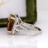 Noelle 14K White and Yellow Gold Bi-Color Tourmaline Diamond Ring | Cushion 13mm