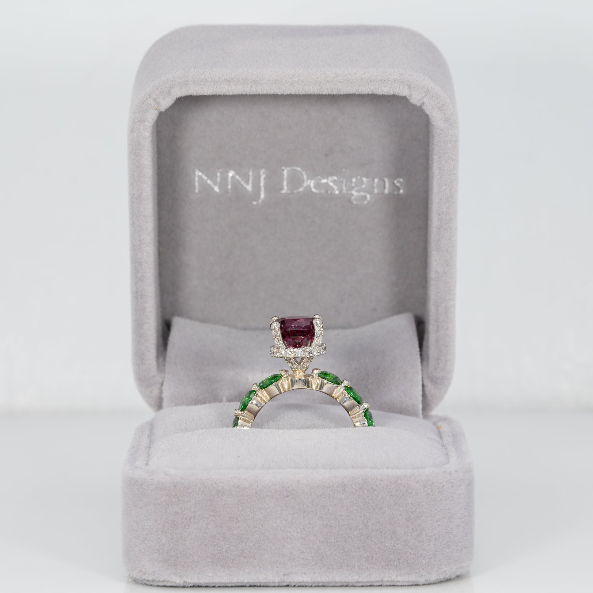 14K white gold purple garnet ring