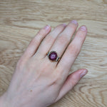 veronica 14k yellow gold 8.84cts star ruby diamond ring | oval 12.7x11mm