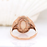 Harriet 14K Solid Rose Gold Ethiopian Opal and Diamond Ring | OV 17x13mm
