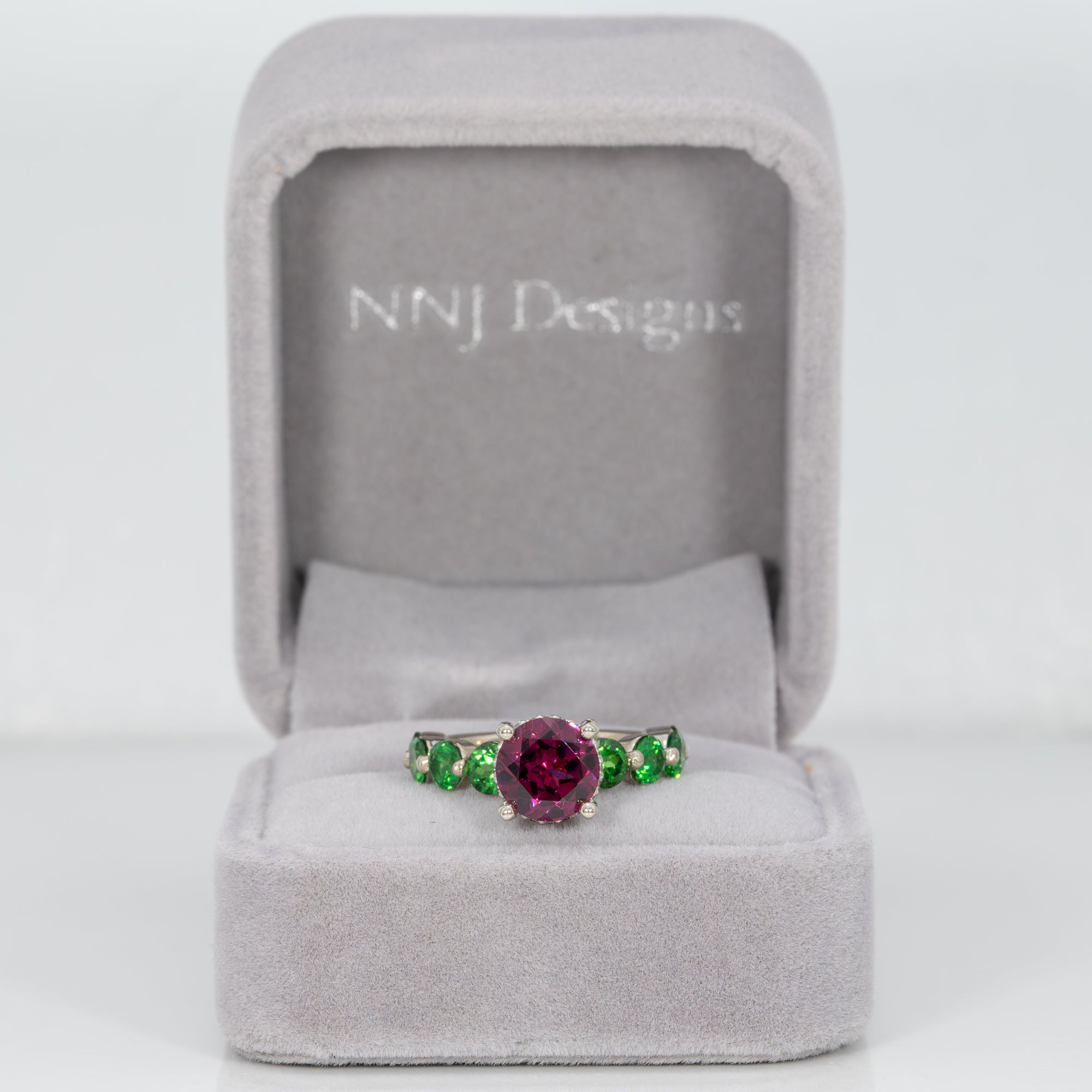 14K white gold purple garnet ring