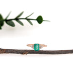Reena 14K Rose Gold 0.56cts Ethiopian Emerald  Diamond Ring | Emerald Cut 6x4mm