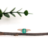 Reena 14K Rose Gold 0.56cts Ethiopian Emerald  Diamond Ring | Emerald Cut 6x4mm