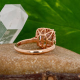 Saahel Solid 14k Gold Pink Tourmaline Ring with Natural Diamonds Accents, Cushion Shaped 8.4mm