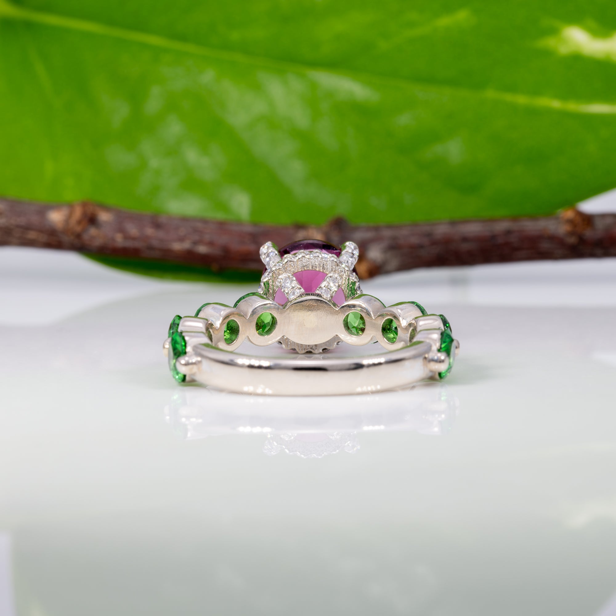 14K white gold purple garnet ring