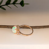 2.3ct Opal Ring w Natural Diamond Accents in Solid 14K Yellow Gold | OV 10x8mm