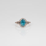 14K rose gold cambodian blue zircon ring