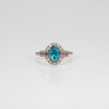 14K rose gold cambodian blue zircon ring