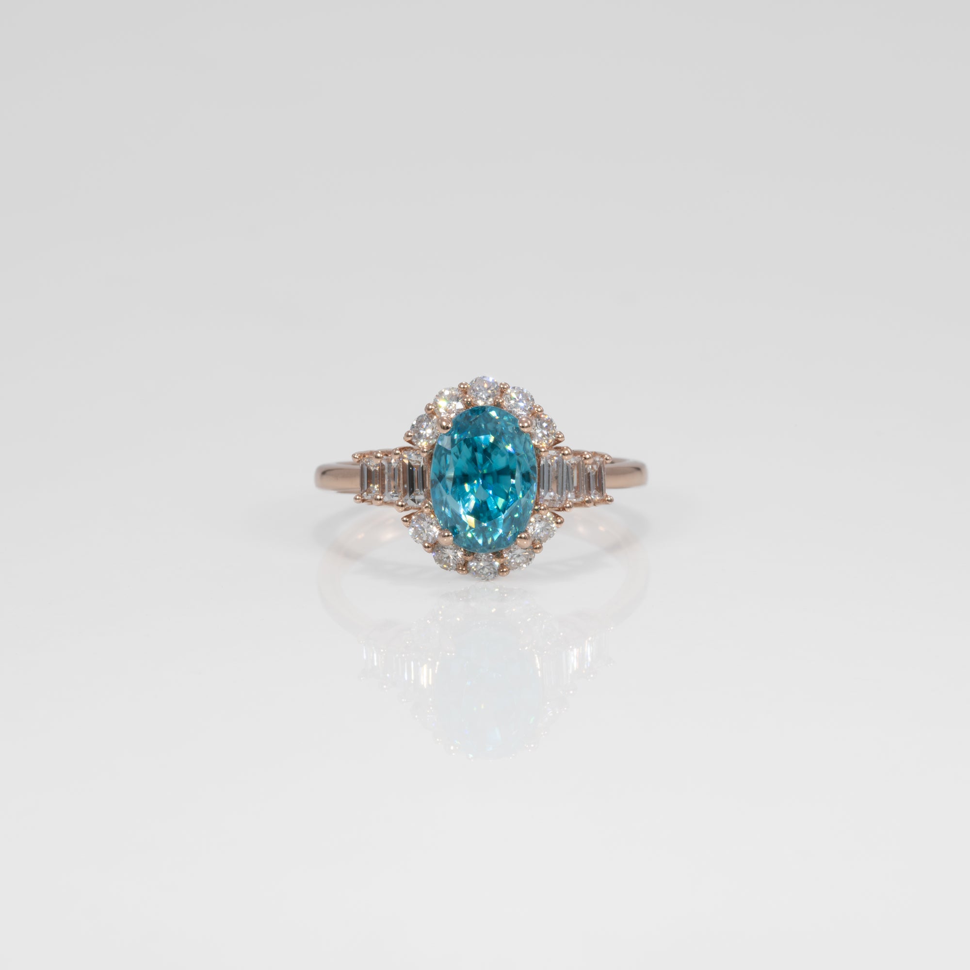 14K rose gold cambodian blue zircon ring