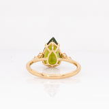 Yara 14k Solid Gold Green Tourmaline Ring with Natural Diamond Accents | 12x7.7mm