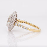 Sora Solid 14k White and Yellow Dual Gold Lab Diamond Ring With Natural Diamonds Halo | 10x7mm
